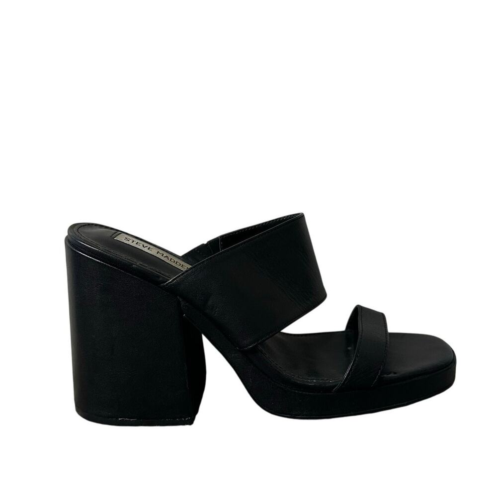 STEVE MADDEN Women's Vicky Chunky Block Heel Sandals Size 9.5M In Black